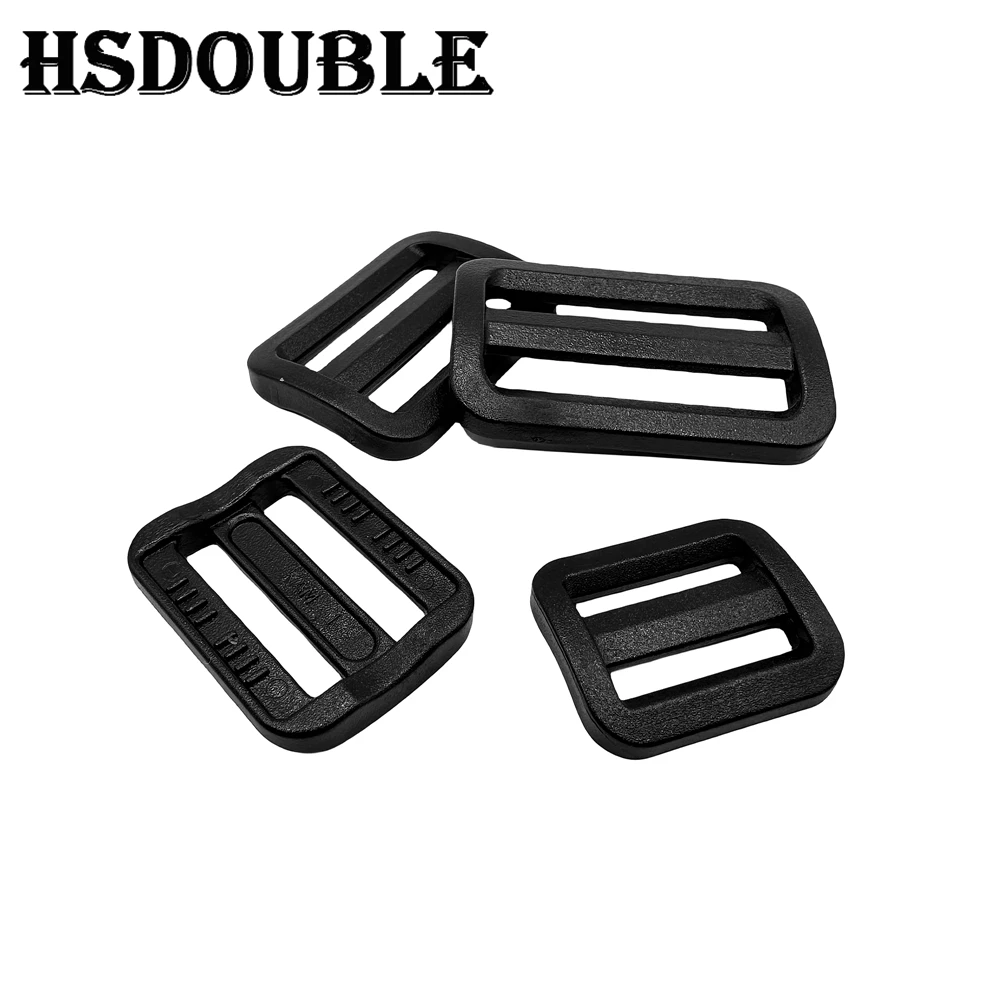 5 Pcs/Pack Black Ladder Lock/Tri-Glide Slider Plastic Buckles For Backpack Straps Webbing 20-38mm