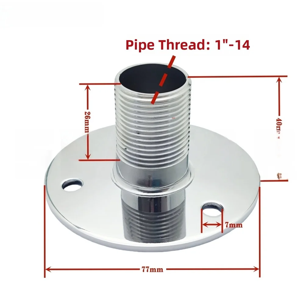 Stainless Steel Antenna Mount Base for Marine Use with 1-14 NPT Threading Designed for Antenna Stability on Vessels