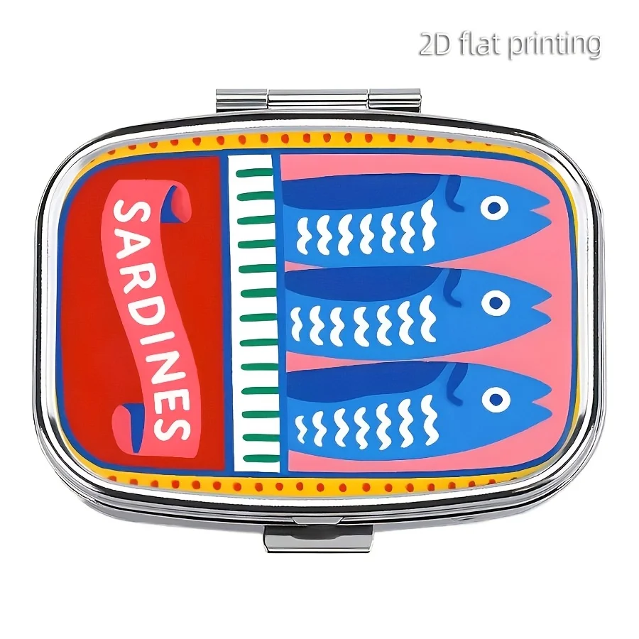 1 Metal Pill Box - Two-Compartment Portable Medicine Organizer, Wallet, Travel Accessory - Unique Gift, Travel Medicine Storage Box, Artistic Medicine Organizer, Durable Medicine Container