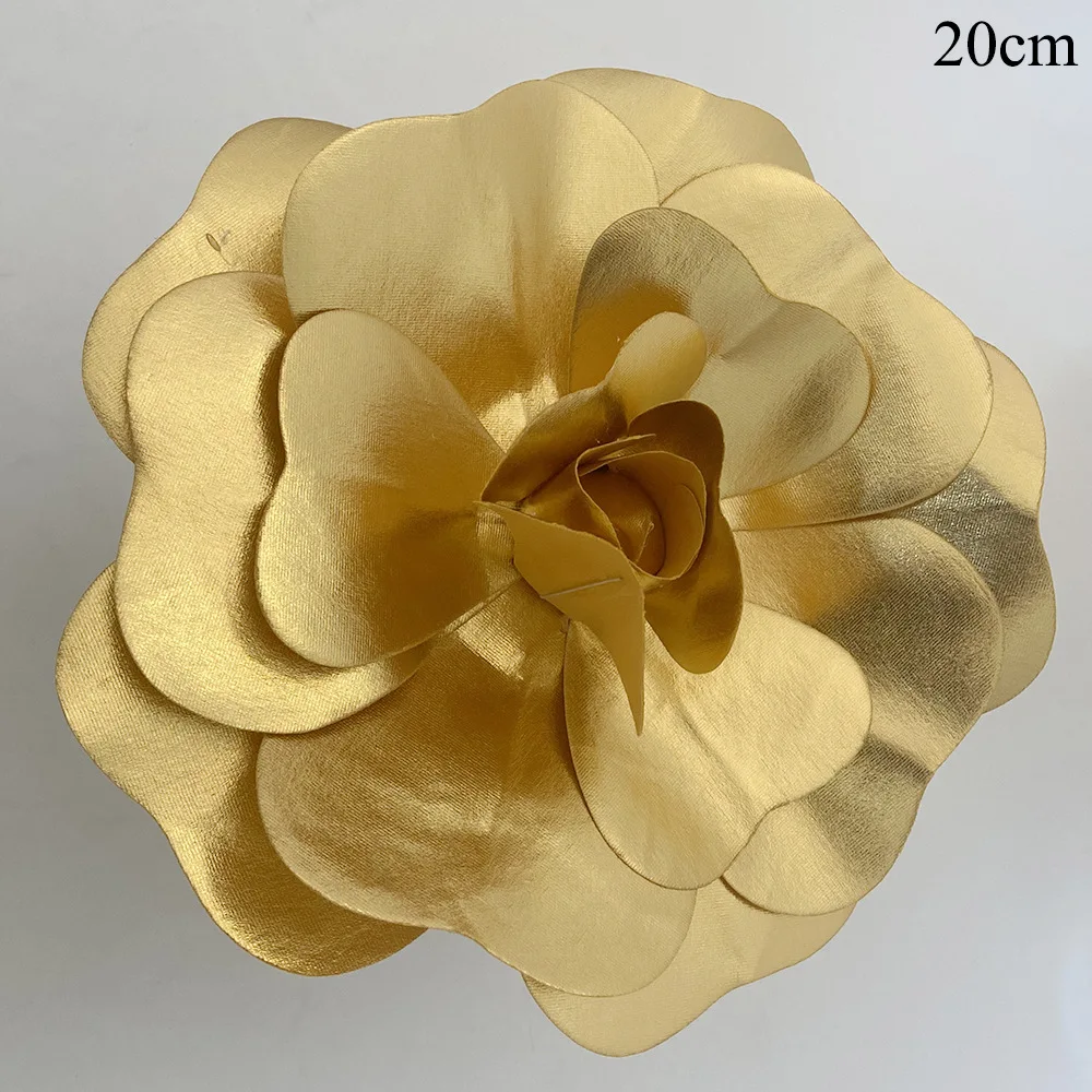 20CM Exaggeration Big Flowers Brooch Golden Cyberpunk Silvery for Women HUANZHI 2024 NEW Wedding Badge Charm Pin