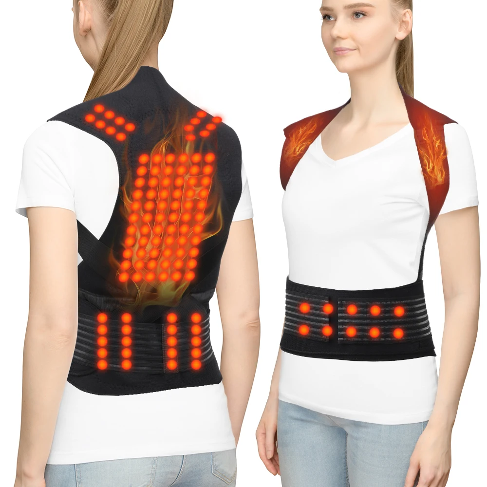 111pcs Magnetic Heating Vest Adjustable Back Support Belt Self-Heating Back Posture Corrector Ridge Back Lumbar Pain Relief Belt