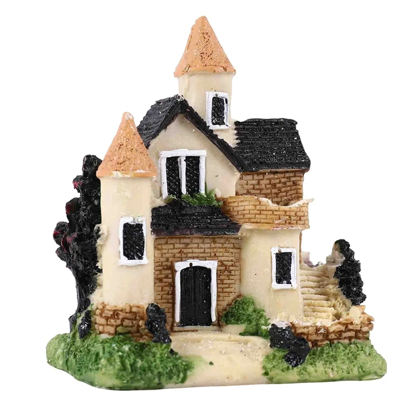 Cute Mini Resin House Miniature House Fairy Garden Landscape Home Garden Decoration Resin Crafts 4 Styles Color Random-A07G view 2