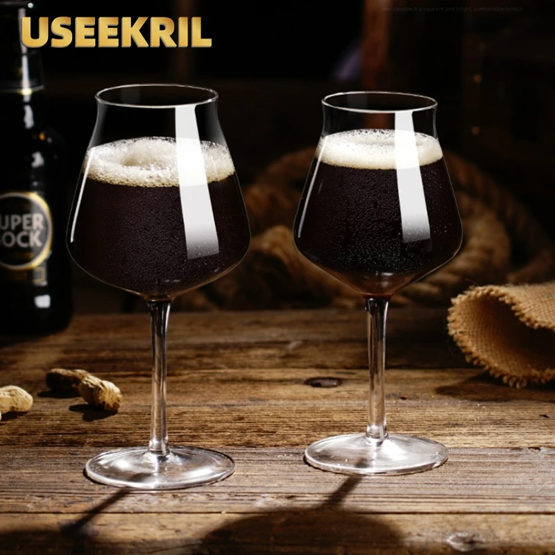 TEKU Professional Craft Beer Glass Cool Brewing Crystal Tulip Goblet IPA Special Recommend Stout Black Dark Beer Mug Wine Cup