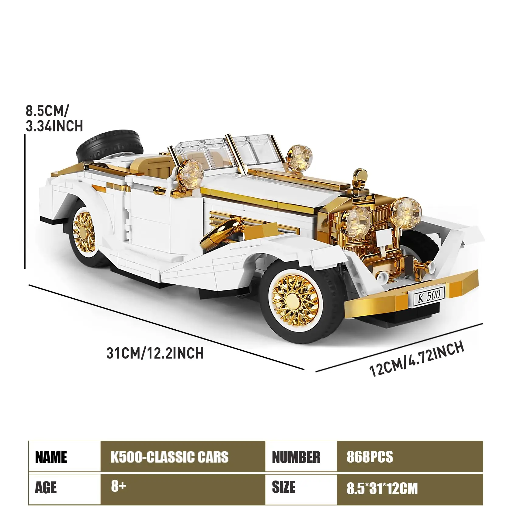 ชุดประกอบโมเดลรถยนต์คลาสสิค Mould King 10003 868+ ชิ้น ของสะสมสำหรับเด็กอายุ 8 ปีขึ้นไป วัยรุ่น และผู้ใหญ่