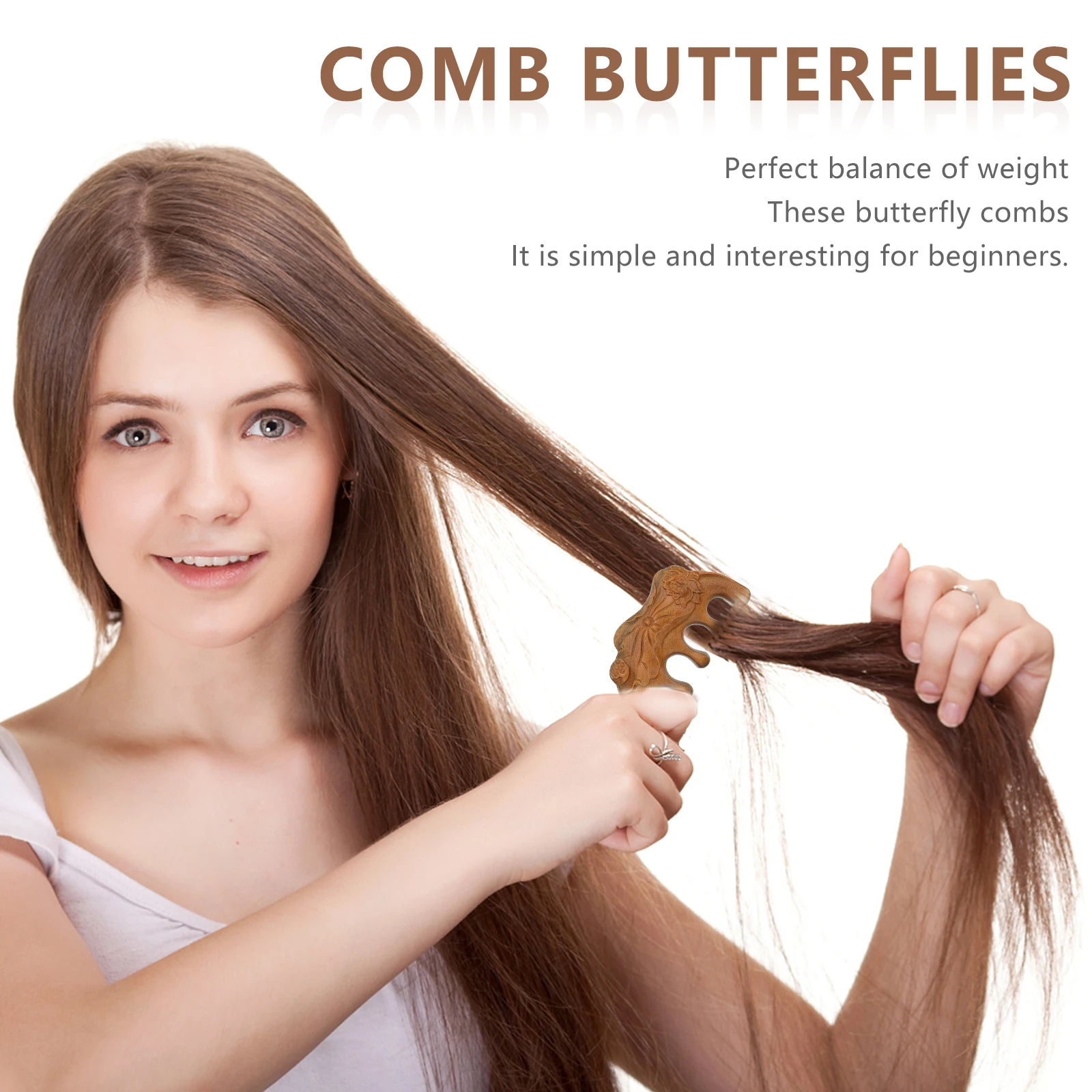 

S Massage Comb Anti Static Hair Tool for Scalp Care Round Wide Tooth Natural Wood Gift Size