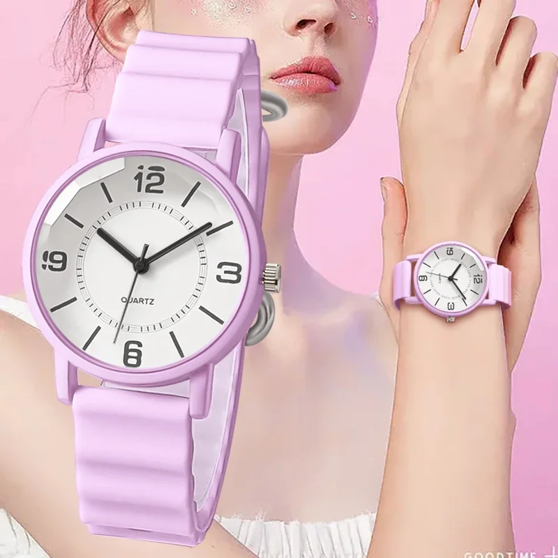 Relógio de pulso de silicone feminino, Relógios Quartz para Mulheres, Relógio Presente, Marca de Luxo