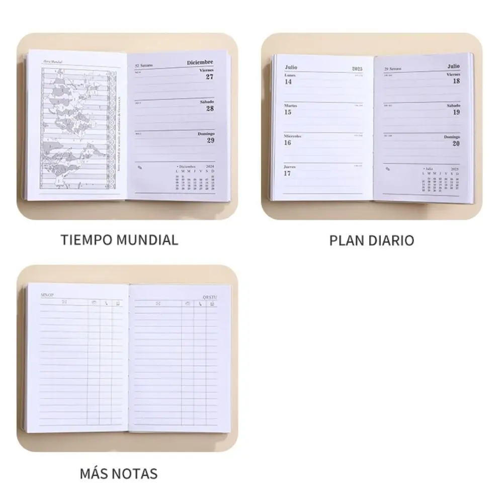 2025 A7 Spanish Agenda Book Simple Morandi Color Notebook Daily Weekly Monthly Planner Notebook To Do List Notepad With Calendar