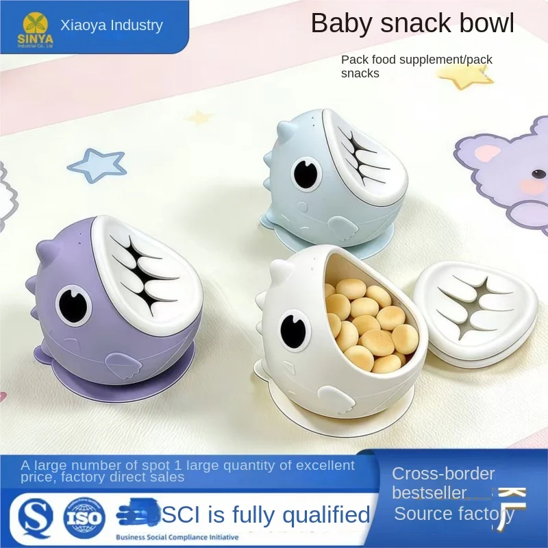 LazyChild Cute Baby Food Grade Silicone Bowl Baby Supplementary Food Suction Bowl Kids Snack Bowl