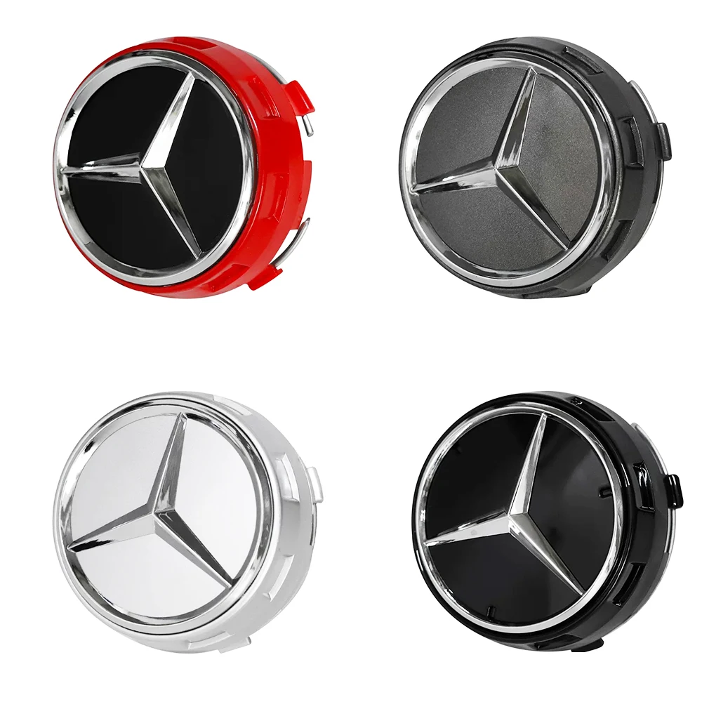 4 adet 75 MM Siyah Kırmızı Yükseltilmiş Araba Styling Tekerlek jant kapağı Mercedes Benz AMG A 0004000900
