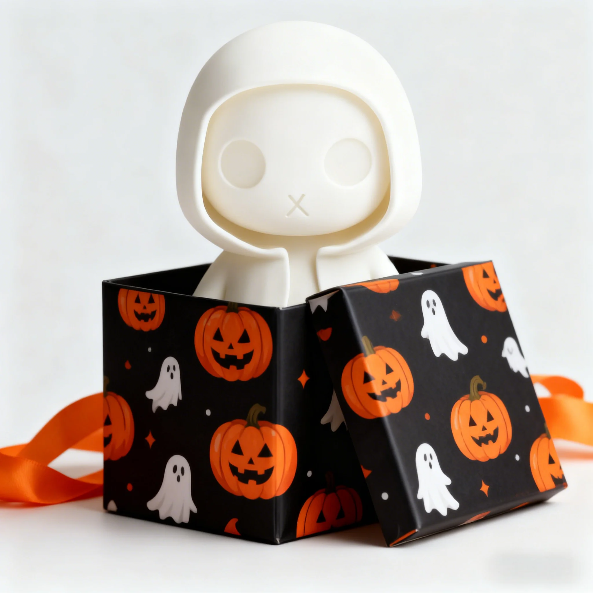 تمثال شبح أبيض وأسود مطبوع ثلاثي الأبعاد - ديكور مكتب الهالوين، لعبة مكتب، هدية فيروسية جديدة لمحبي الرعب ولمسة منزلية