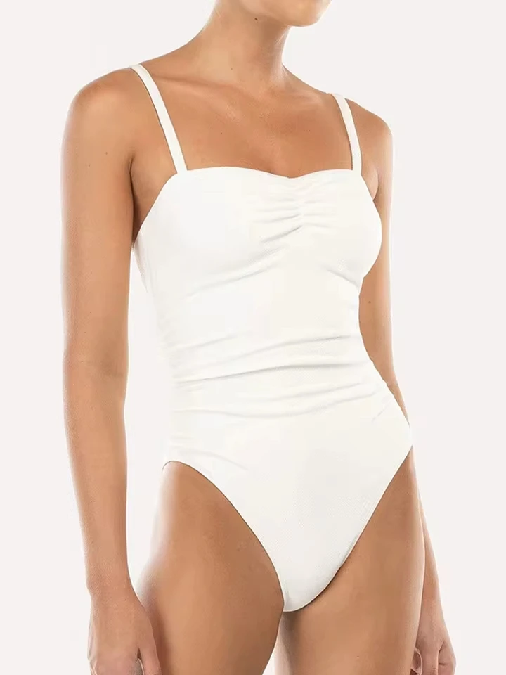 

Vzvn Fashion Sportswear Women Sexy Vintage Sleeveless Swim Solid Silm High Waist 2025 New All Season One Piece Suits Swimwear