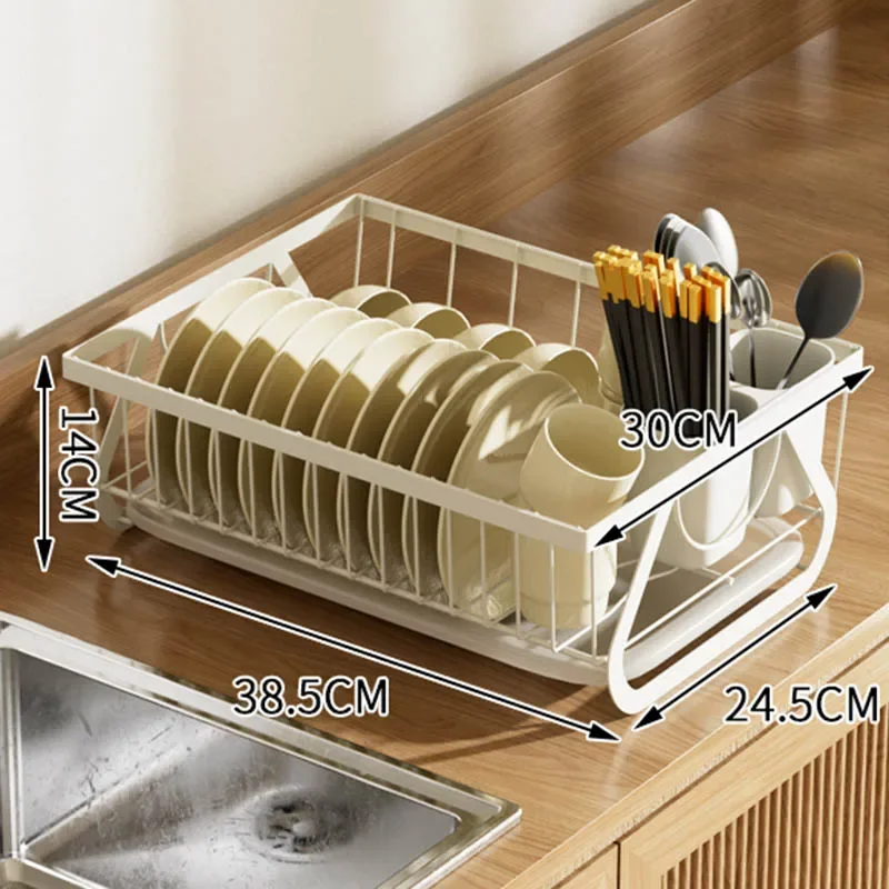 Carbon Steel Kitchen Sink Countertop, Ventilation Drainage Basket, Space-Saving Bowl Plate, Tableware Storage Rack