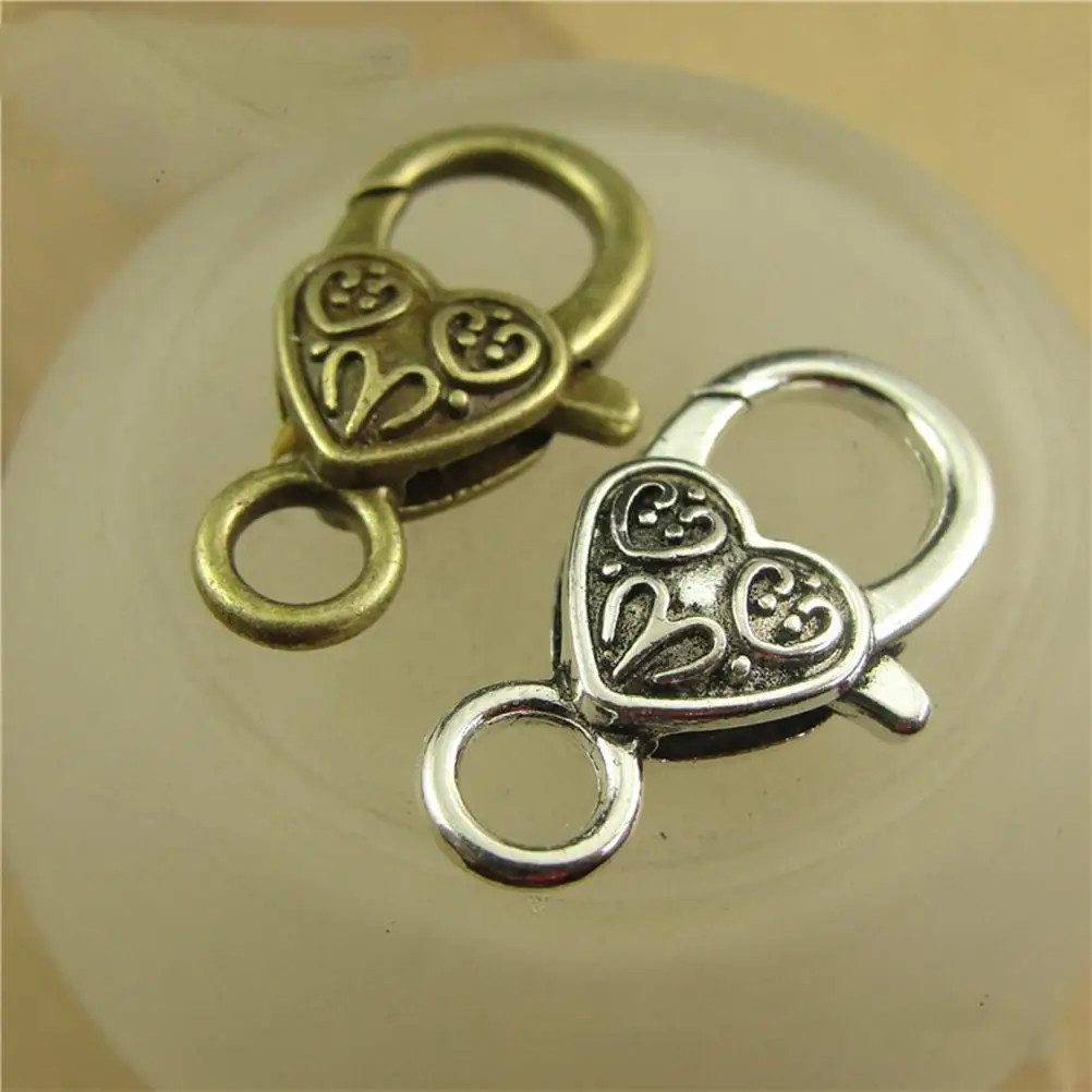 

40 Pcs Clasp for Jewelry Making Necklace Alloy Heart Bracelet Clasps Vintage