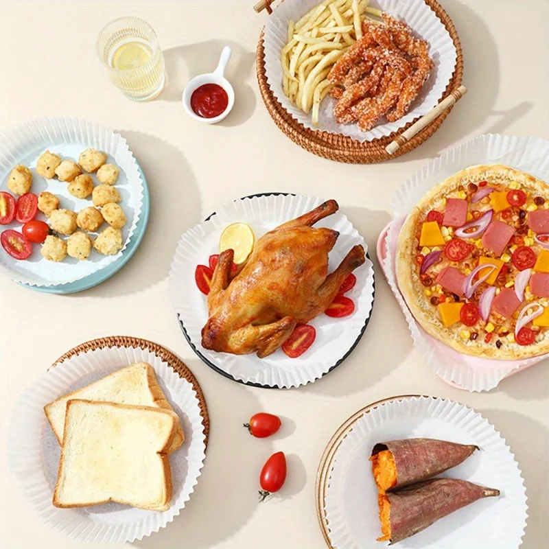 

50/100Pcs Air Fryer Paper Liners – Round Non-Stick Disposable Baking Sheets, Air Fryer Accessories & Kitchen Liners