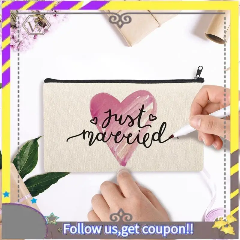 New 100Pcs Blank DIY Craft Bag Pouch Canvas Bag Canvas Zipper Pencil Case Makeup Bags