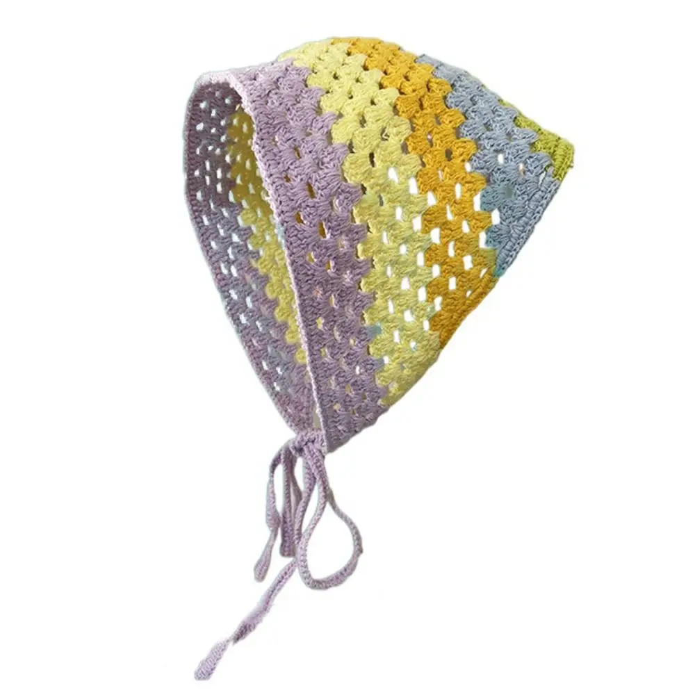 

Multicolor Knitting Flower Headband French Retro Little Daisy Triangular Turban Scarf Hair Accessories Photo Props Hair Band
