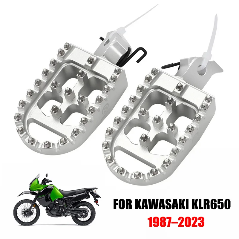 Motorcycle Footpegs For Kawasaki KLR650 KLR 650 1987–2023 Adventure Traveler Footrests Foot Peg Rest Pedals Accessories Aluminum