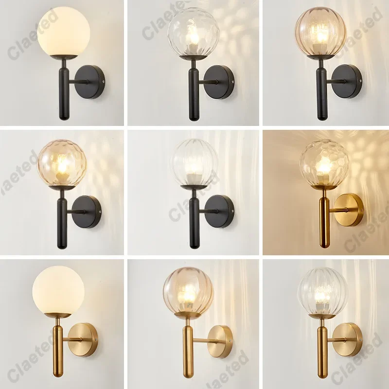 

New Wall Lamp Lights Single Head Glass Pendant Lamps for Bedroom Bedside Dinning Bar Decoration Lighting Fixture Hanging Lamp