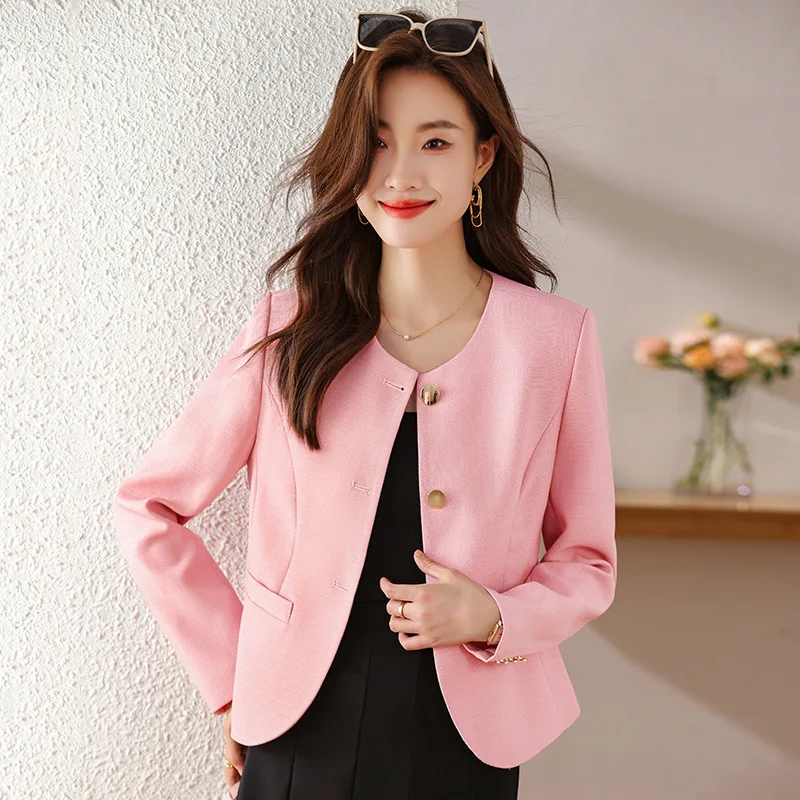 

Elegant Pink Autumn Winter Blazers Jackets Coat Professional OL Styles Business Work Wear Ladies Office Outwear Tops Blaser