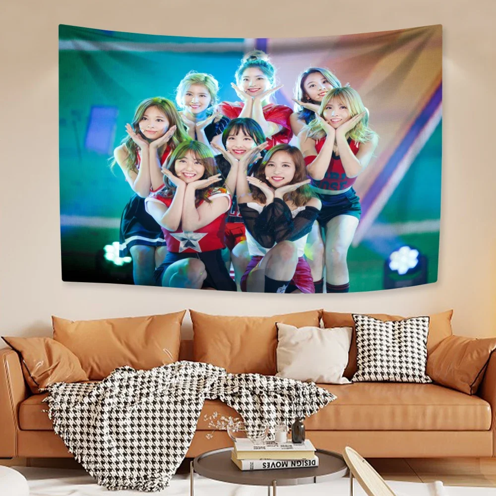 Korea Girl Idol Group Tapestry Kpop Twice Printed Large Fabirc Of Bedroom Dormitory Background Cloth Wall Hanging Home Decor