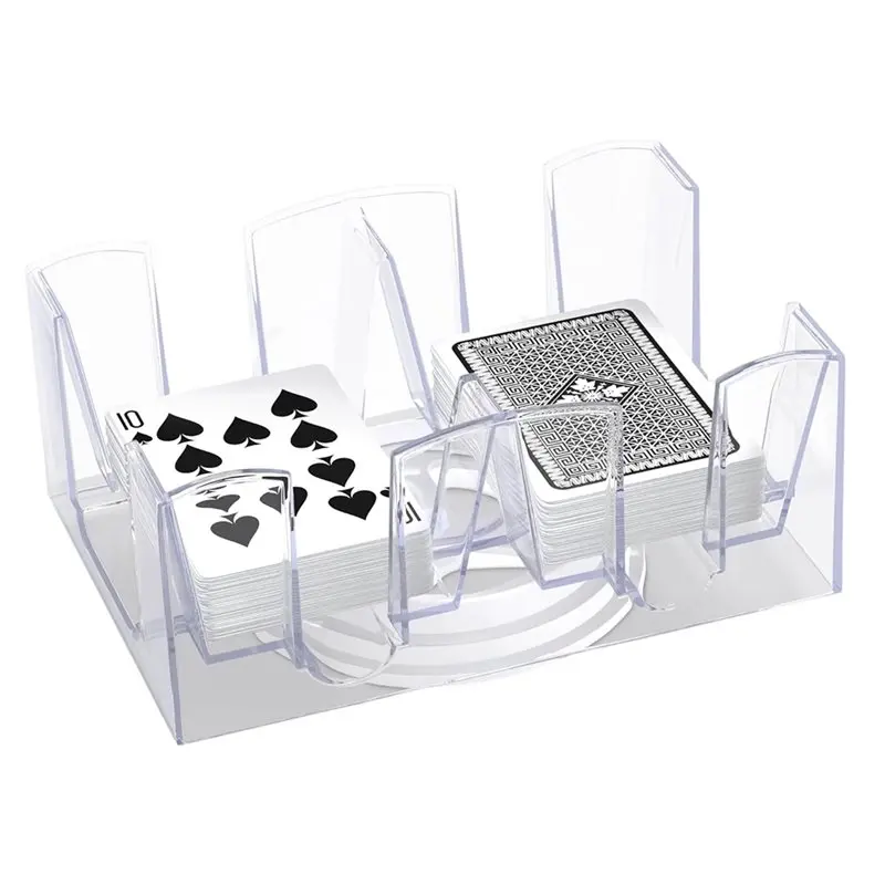 A64T-6 Deck Card Holders For Playing Cards, Revolving 360, 7.2 X 4.9 In Canasta Card Tray, Samba Game Supplies For Adults