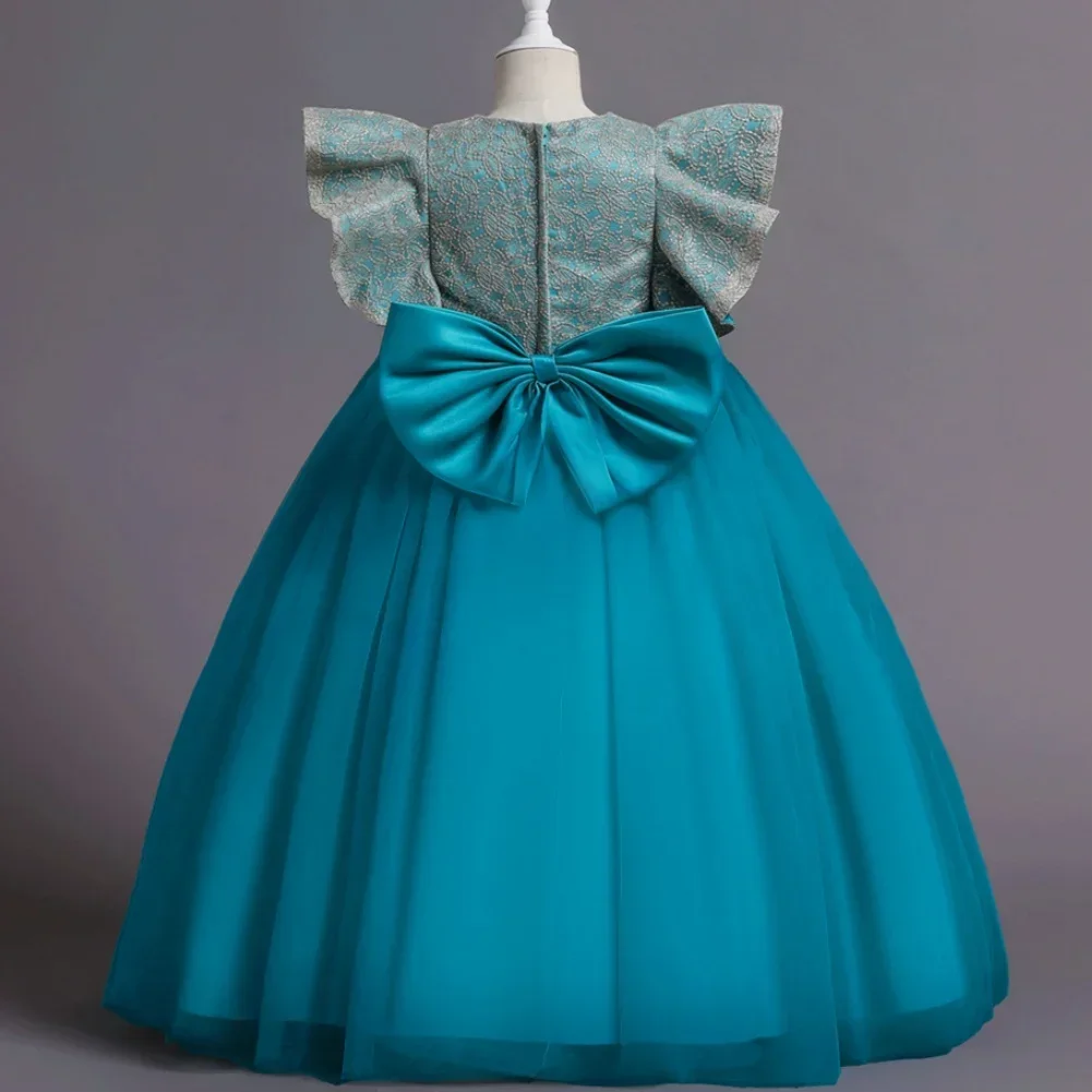 Vestidos Elegantes de lujo para niñas, ropa esponjosa verde para fiestas, bodas, ceremonias, 5, 6, 8, 9, 12 años, 2024