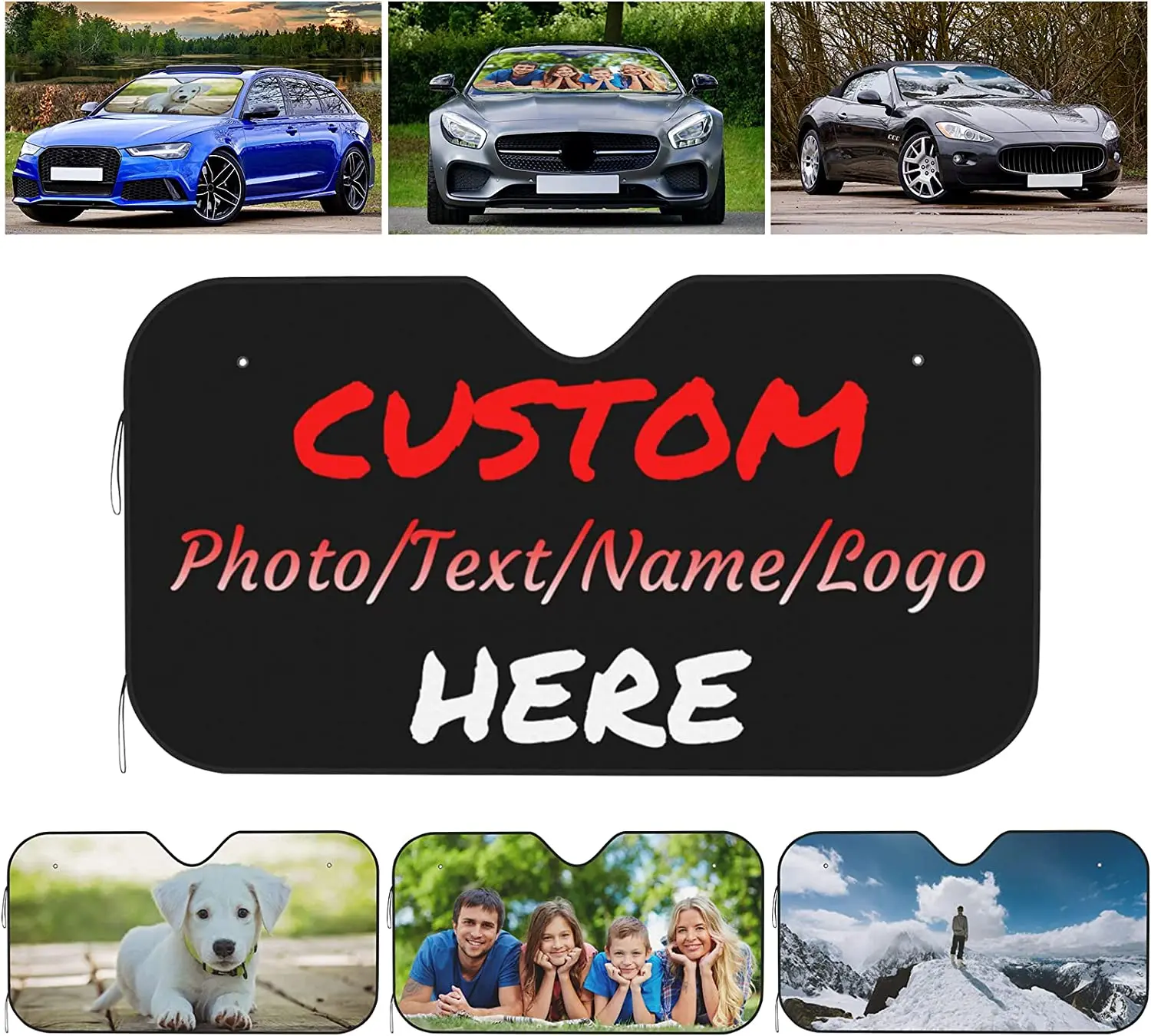 Custom Car Windshield Sun Shade Personalized Design Your Own Photo Logo Name Car Sun Visor Protector Aluminum Foil  55 X 30 In