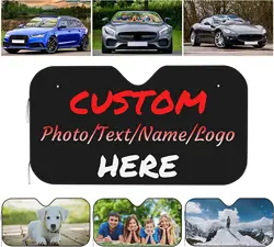 Parasol personalizado para parabrisas de coche, diseño personalizado de su propia foto, logotipo con nombre, Protector de visera de aluminio de 55X30 pulgadas
