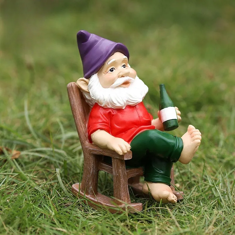 

Resin Garden Rocking Chair Dwarf Figurine Outdoor Decor Holiday Gift for Garden Porch or Indoor Use Resin Sculpture Home Decor