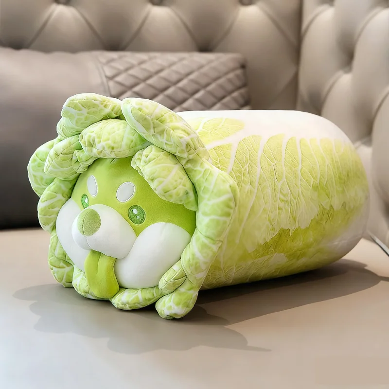 Elfos vegetais repolho cão brinquedo de pelúcia bonito dos desenhos animados travesseiro de dormir animal de pelúcia macio adorável artesanal boneca aniversário diversão presentes