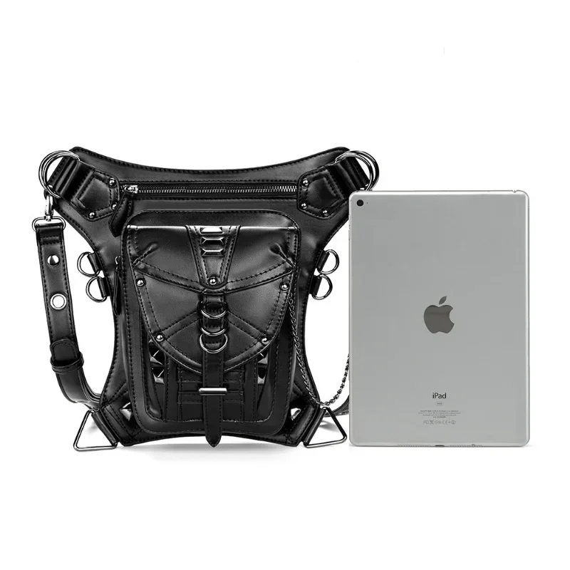 Motorcycle Backpack Steampunk Riding Thigh Pack Tactical Waist Pack Waterproof Wear Resistant for Hiking Cycling Camping Travel