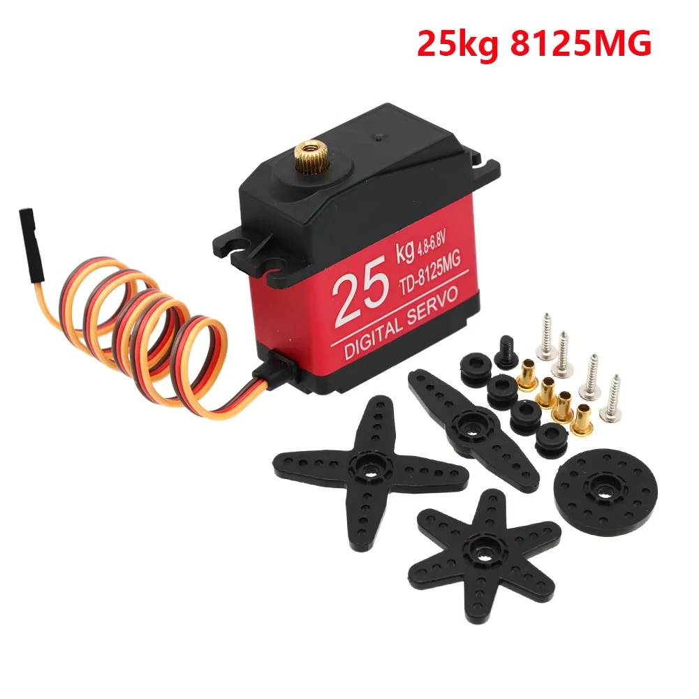 Waterproof 20/25/30/35KG 180° Digital Servo Large Torque Metal Gear 25T Servo Arm for RC Car Truck Helicopter Drone