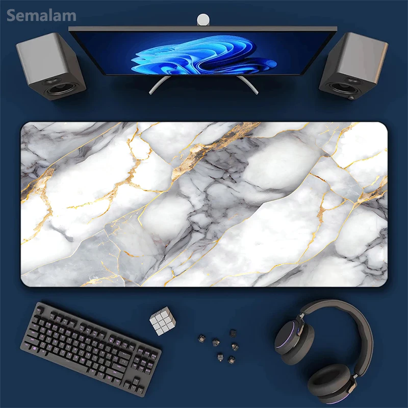 

Marble texture Large Mouse Pad Non Slip Base Durable Stitched Edges Desk Keyboard Mat For Home Office Work PC Laptop Desktop
