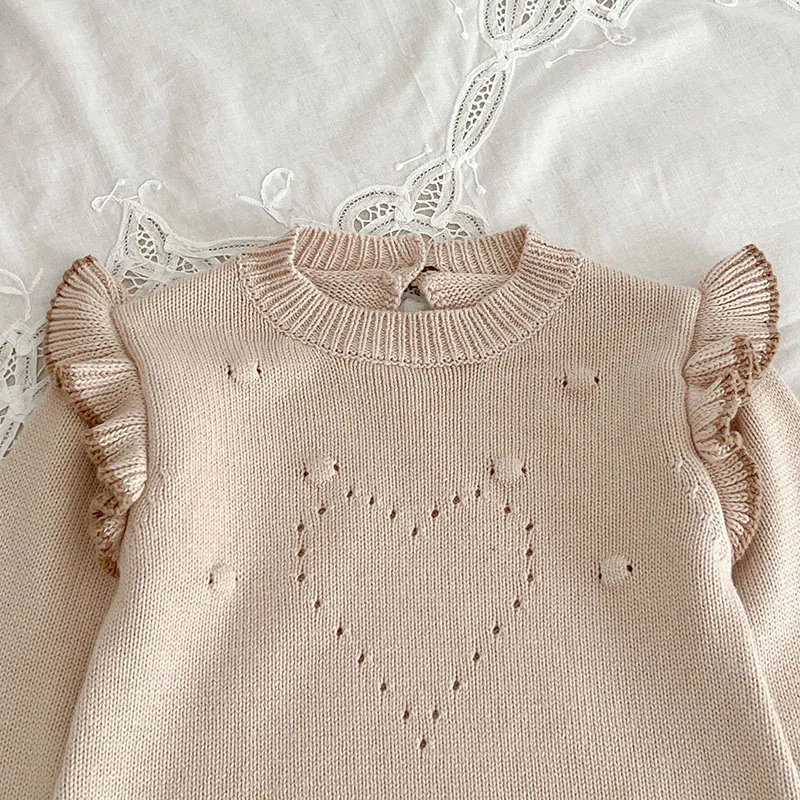 Autumn Winter Infant Baby Girl Knitting Clothes Set Long Sleeved Knitted Cardigan Coat+Romper Newborn Baby Girls Clothing Suit