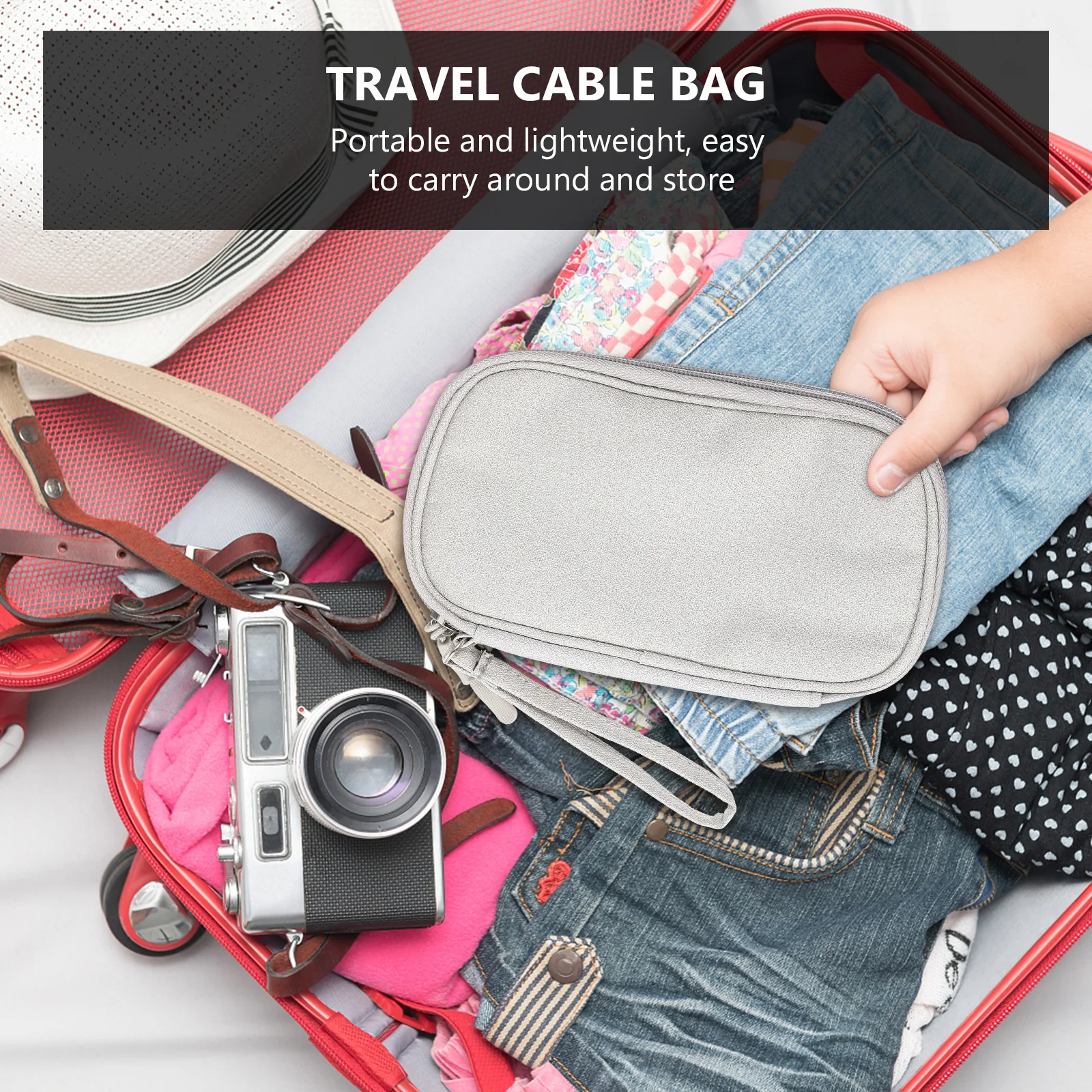 

1Pcs Multifunction Electronics Organizer Portable Waterproof Zipper Design Case for Travel Cable Accessories Storage