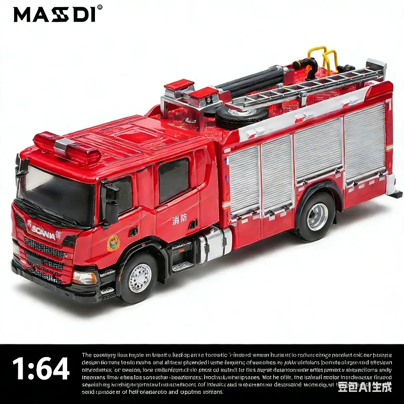 

MASDI 1:64 Scania Fire Simulation Alloy Car Model, Boys' Holiday Gift Toy, Adult Collection Decoration Piece.