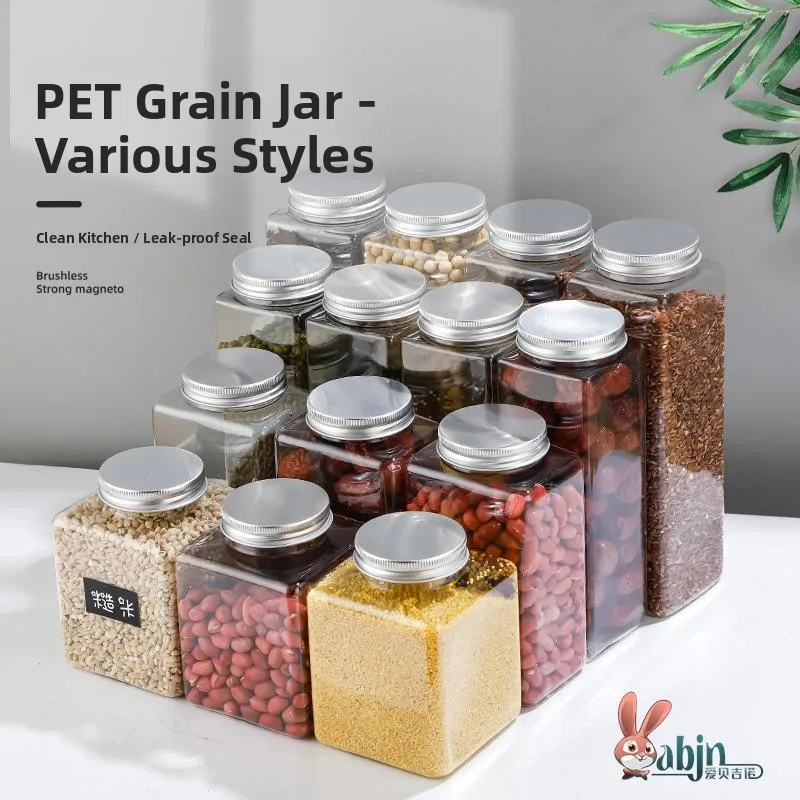 

Современная квадратная прозрачная пластиковая герметичная банка для хранения продуктов, 000 мл, для домашнего использования