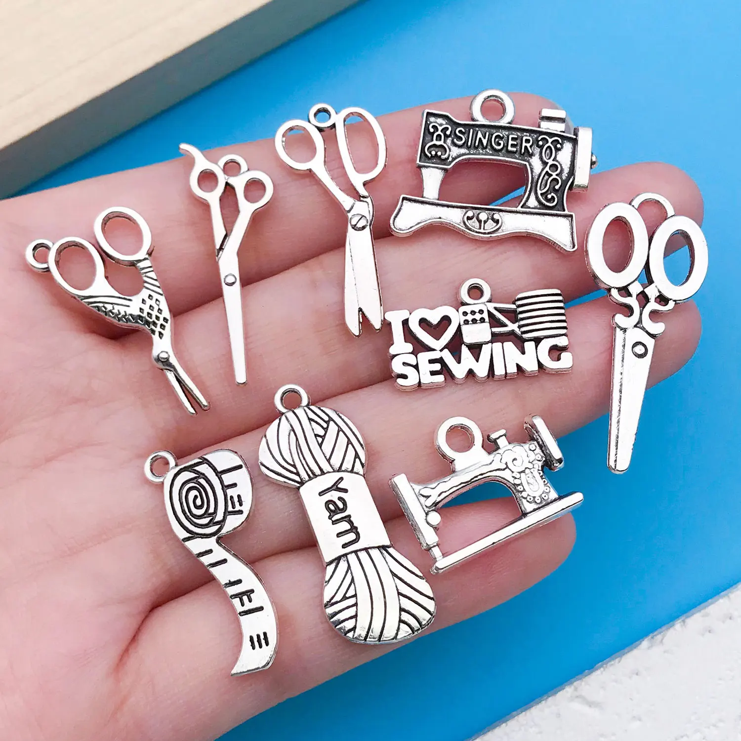 Mix 20pcs/Silver Sewing Machine Series Fashion Jewelry Making DIY Craft Halloween Thanksgiving Fashion Accessories
