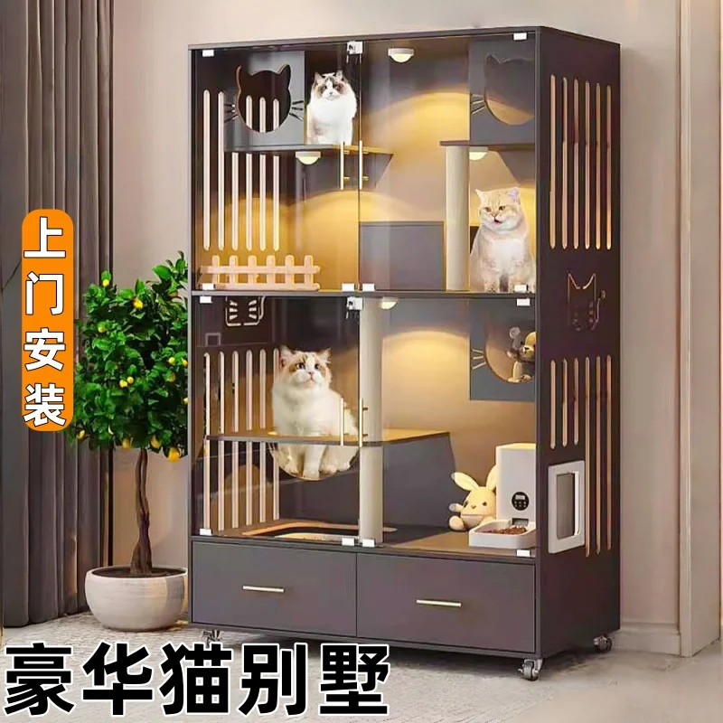 

Cat nest villa household indoor integrated cabinet luxury large house cage litter box