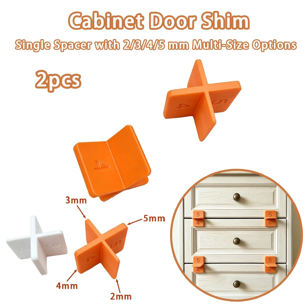 2/4/6Pcs 4-in-1 Cabinet Door Drawer Spacers 2/3/4/5mm Gap Gauge Woodworking Shim for Furniture Installation Repair