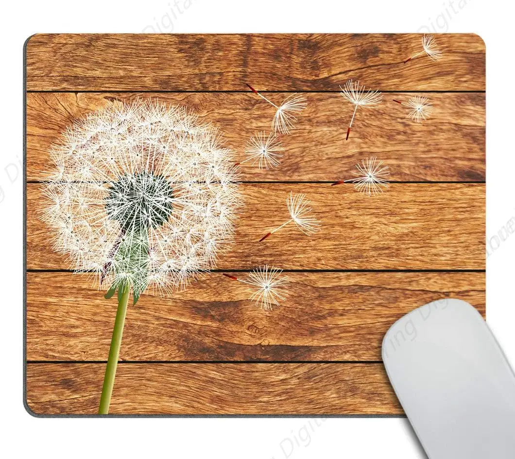 

Gaming Mouse Pad Dandelion Plants Retro Wood Background Personalized Anti Slip Rubber Mouse Pad Suitable For Office Laptops