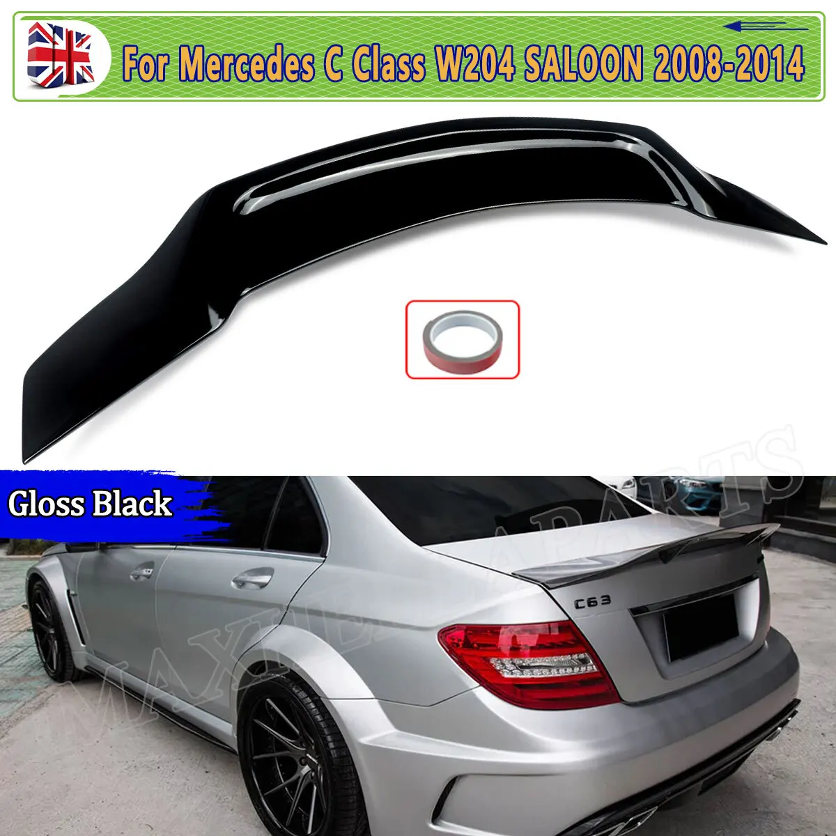 

GLOSS BLACK Rear Spoiler FOR MERCEDES C CLASS W204 C200CDI C220CDI C350CDI 2007-2014 SALOON PSM DUCKTAIL BOOT SPOILER LIP TRIM