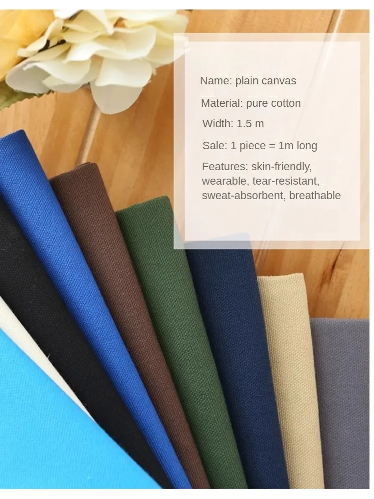 Thickend 100% Cotton Canvas Fabric By Meters for Upholstery Bag Curtain Sofa Tents Diy Sewing Needlework Cloth Plain Breathable