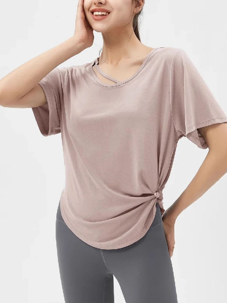 

Топ для йоги для похудения, женский топ для бега на открытом воздухе, дышащий, Qui Dry Fitn, спортивный, свободный крой, корейский, круглый, Ne