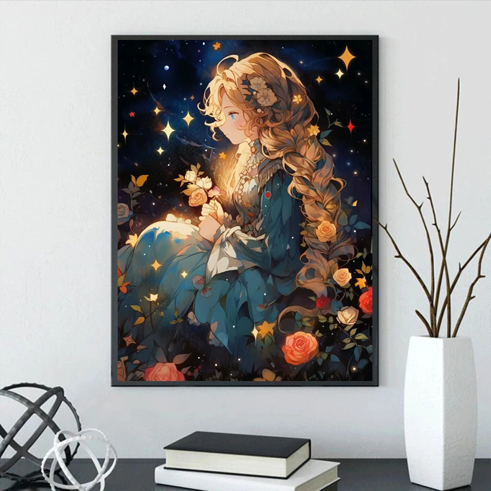 5D DIY New Diamond Painting Art Cartoon Princess Castle Rose Scenery Cross Stitch Kit Diamond Mosaic Embroidery Home Decor Gift