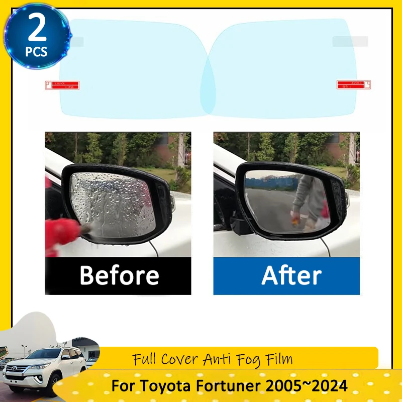 For Toyota Fortuner 2005~2024 AN50 AN60 AN150 AN160 Hilux SW4 Full Cover Anti Fog Rainproof Film Rearview Mirror Films Stickers