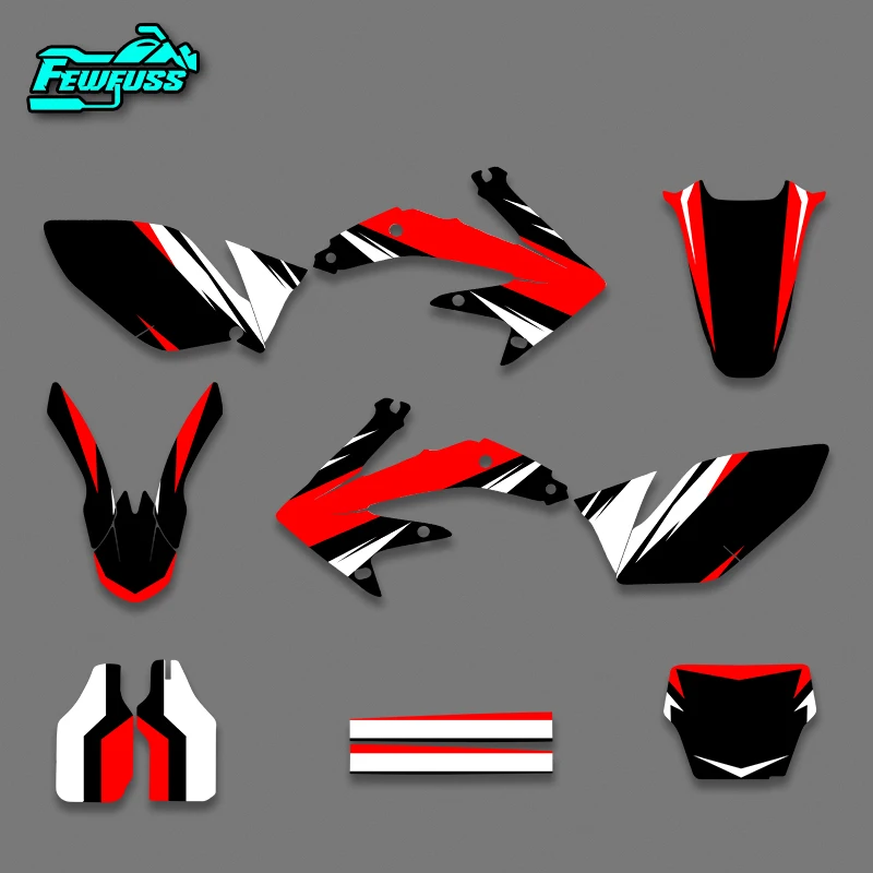 Fewfuss Custom Name Number Graphics Decals Kits Motorcycle Backgrounds For Honda CRF450 CRF450R CRF 450 R 450R 2005‑2007 2008