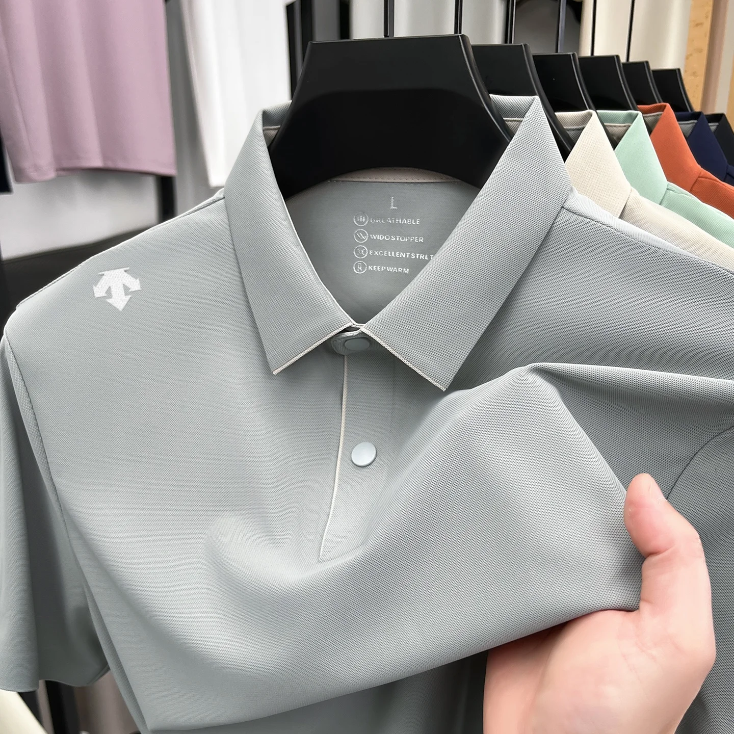 Hochwertiges Eisseide-Kurzarm-Poloshirt, Marken-Luxus, geprägt, modisch, neu, Herren-Sommer-T-Shirt, atmungsaktiv, lässig, Business-T-Shirt – Detail 14