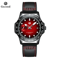 Relojes de negocios de lujo para hombre, Reloj mecánico de acero de precisión 316L, Reloj de pulsera luminoso con calendario de cuero