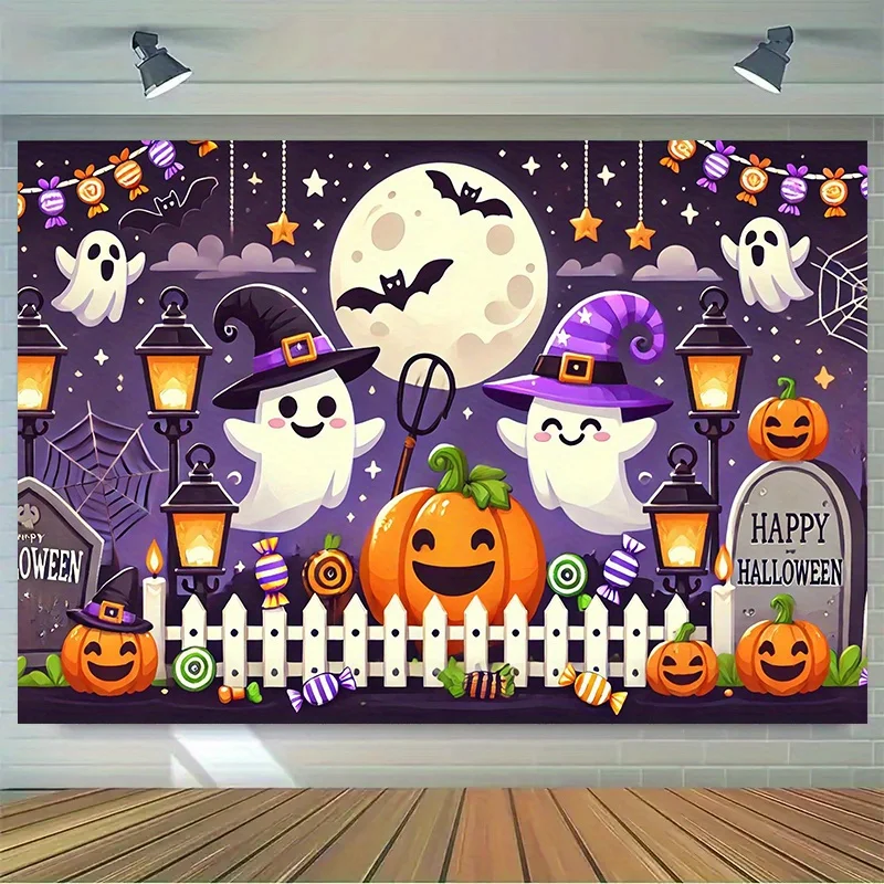 Halloween Day Shadows Photography Background Jack-o-lanterns Ghosts Wander And Spooky Tales Awaken Studio Backdrops BH-81